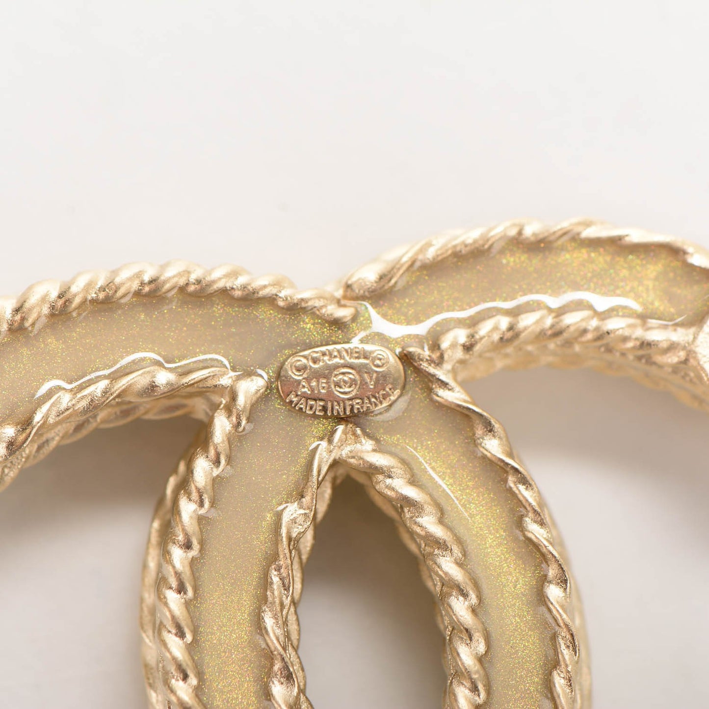 Crystal CC Brooch Light Gold