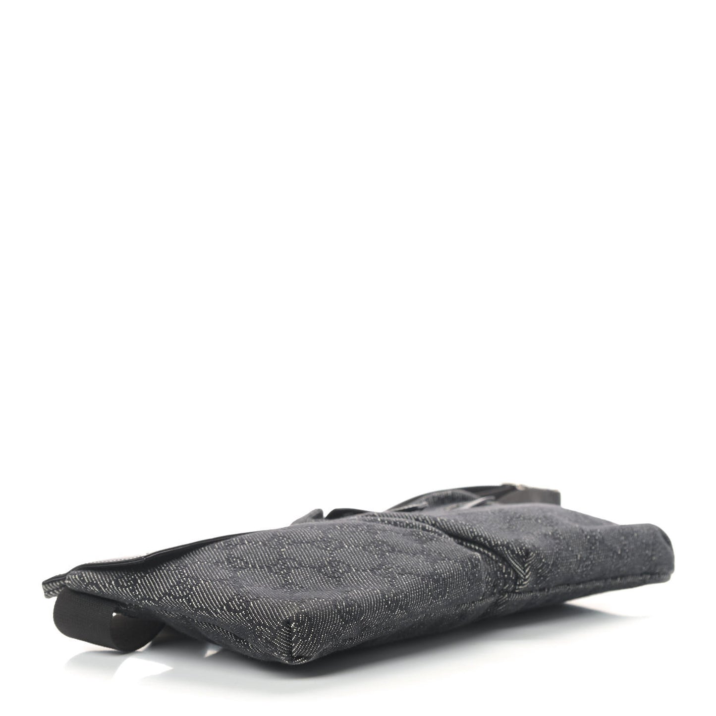 Denim Monogram Double Pocket Belt Bag Black