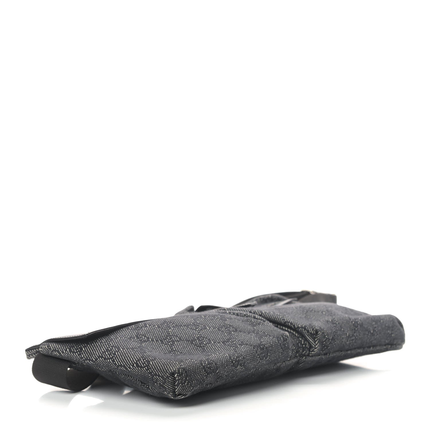 Gucci Denim Monogram Double Pocket Belt Bag Black 3 of 5