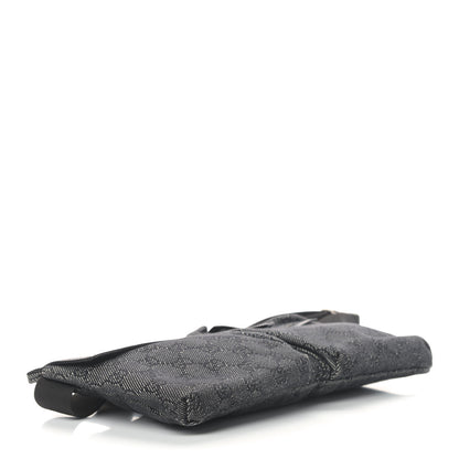 Gucci Denim Monogram Double Pocket Belt Bag Black 3 of 5