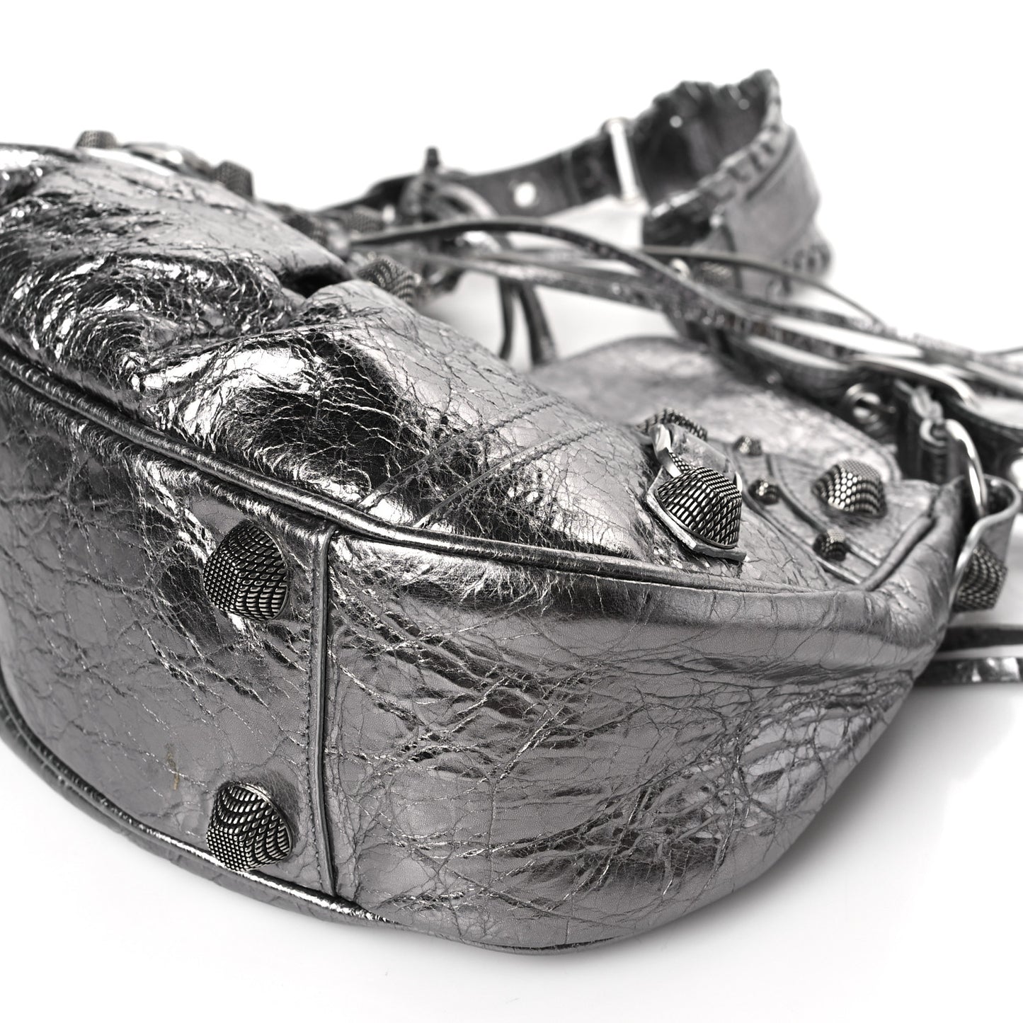 Metallic Agneau Arena Small Le Cagole Shoulder Bag Silver