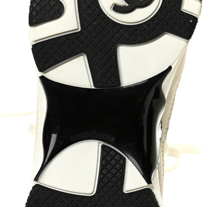 Chanel Suede Calfskin Womens CC Sneakers 39 White Black 7 of 11