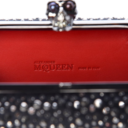 Alexander McQueen Silk Crystal Skull Box Clutch Black 7 of 8