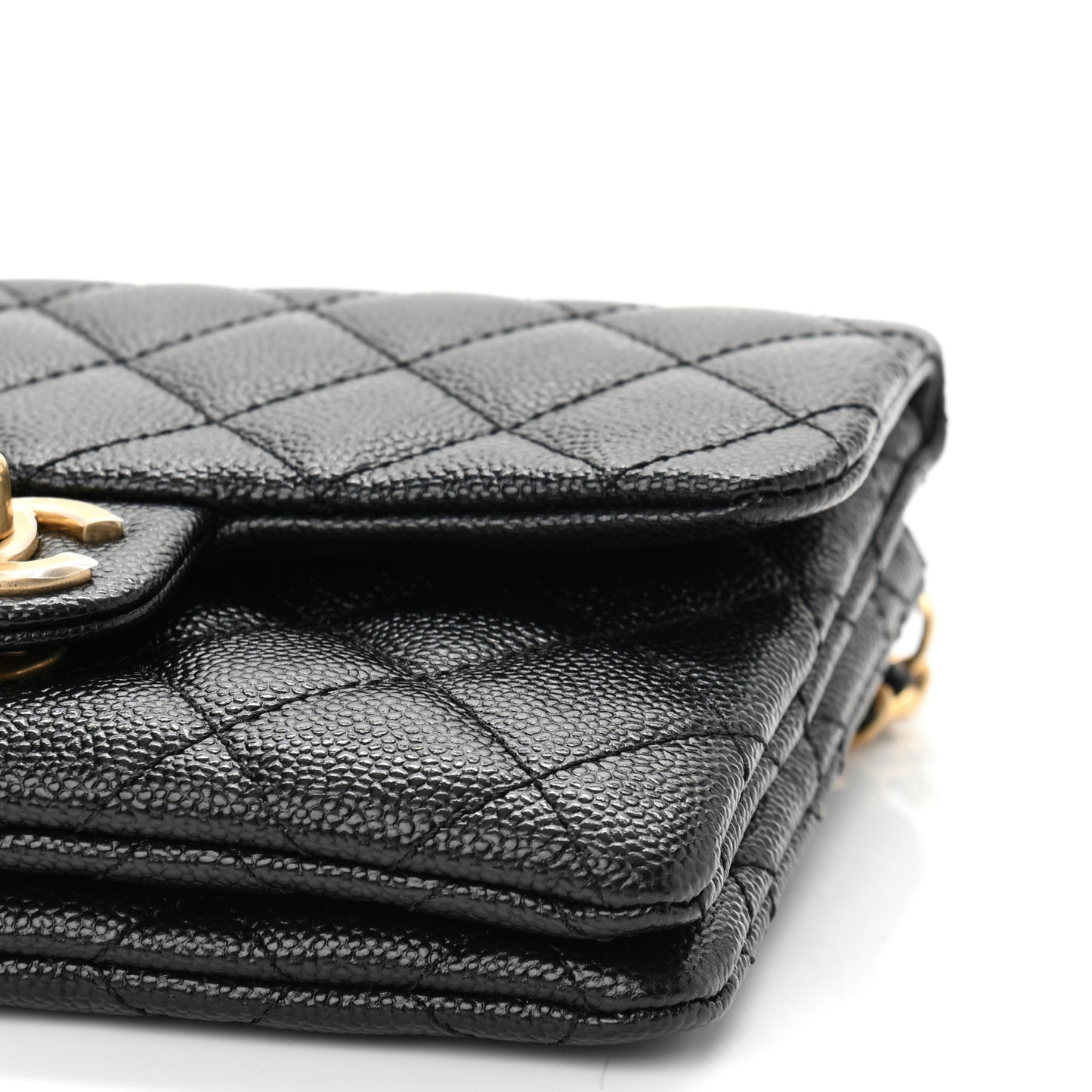 Shiny Caviar Pick Me Up Flap Belt Bag Black