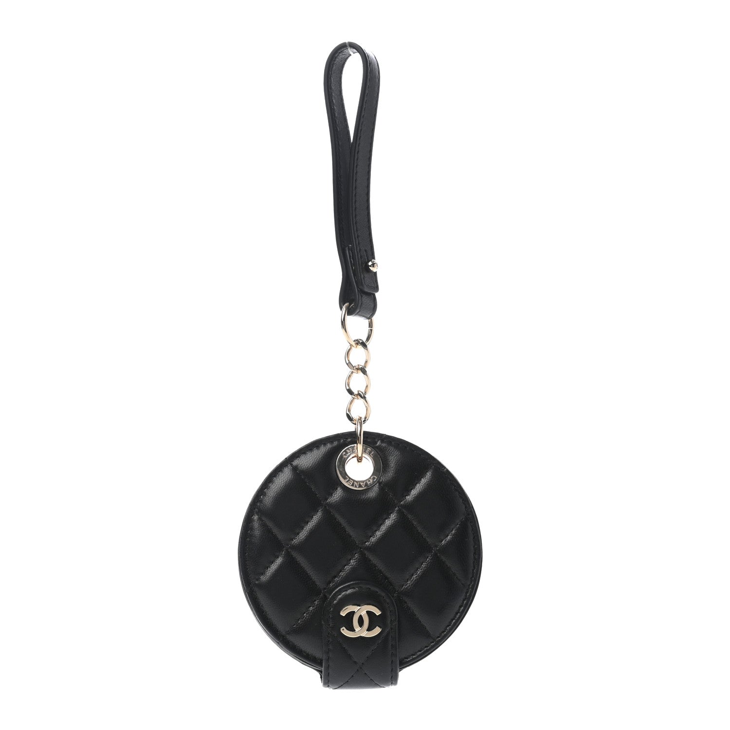 Chanel Lambskin Quilted Round Luggage Tag Black 1 of 4