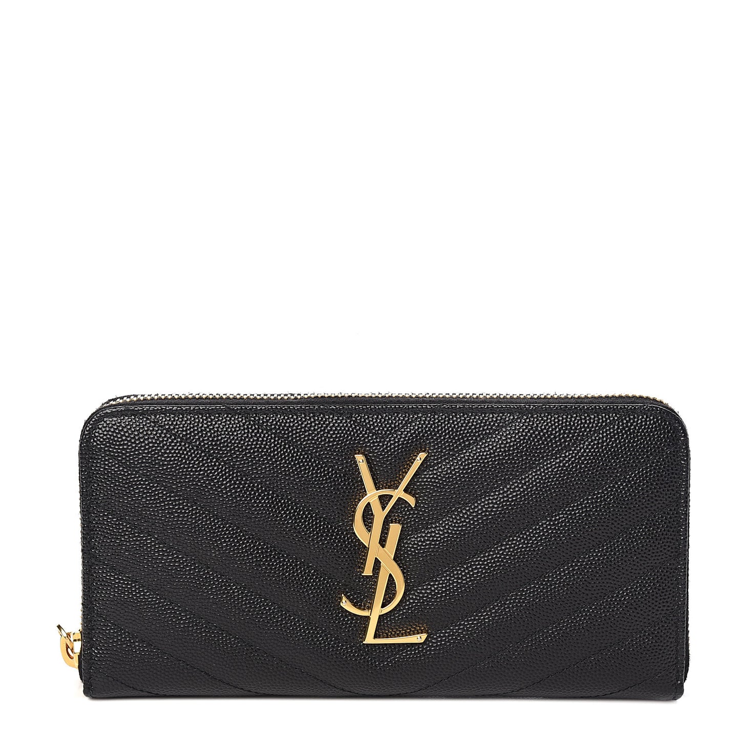 Grain De Poudre Matelasse Chevron Monogram Zip Around Wallet Black
