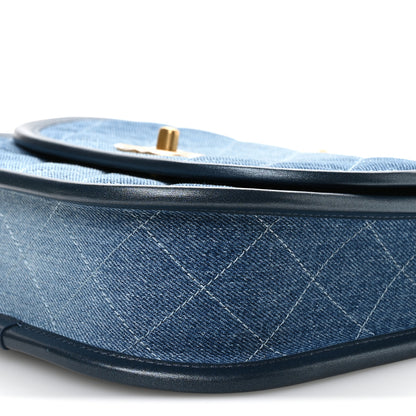 Chanel Washed Denim Quilted Small Messenger Flap Blue 10 of 11