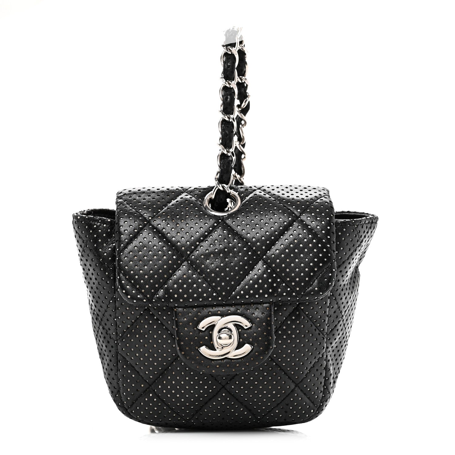 Chanel Lambskin Perforated Mini Flap Bag Black 1 of 10