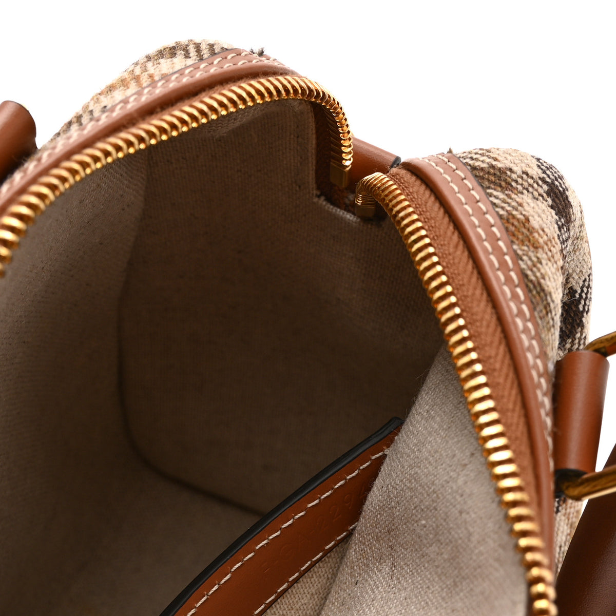 Tweed Calfskin Triomphe Small Boston Bag Tan
