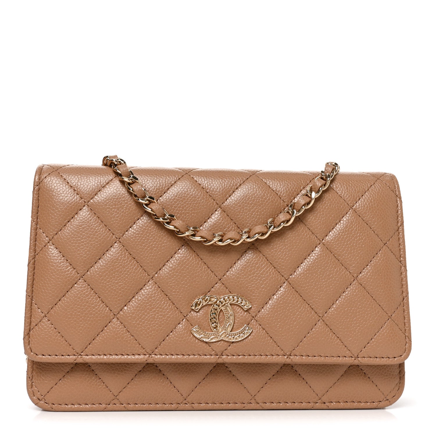 Chanel Caviar Quilted Multi Chain Wallet On Chain WOC Beige 1 of 11