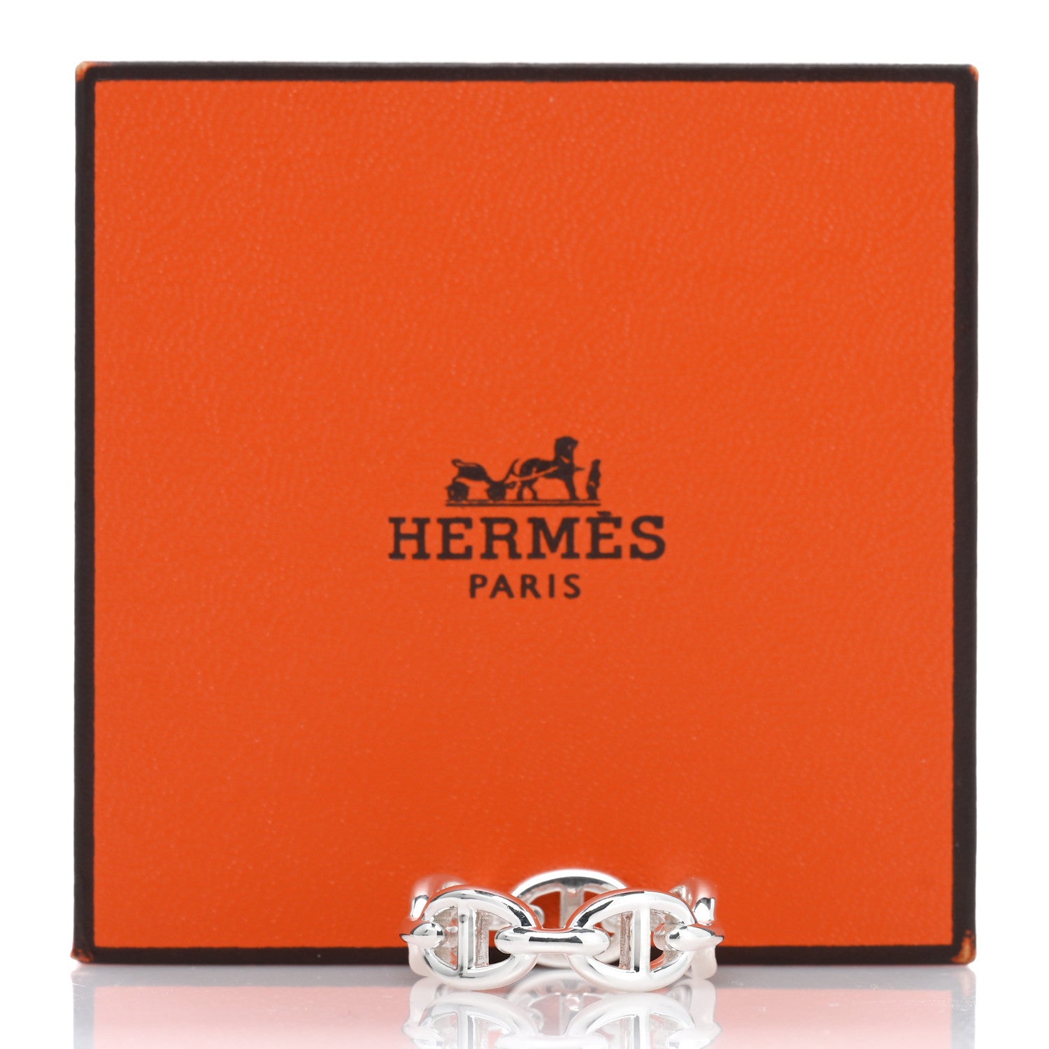 Hermes Sterling Silver PM Chaine d'Ancre Enchainee Band Ring 56 7.5 5 of 5