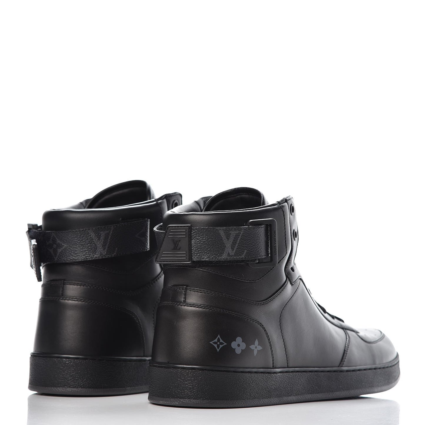 Calfskin Monogram Eclipse Rivoli High Top Sneakers 9 Black