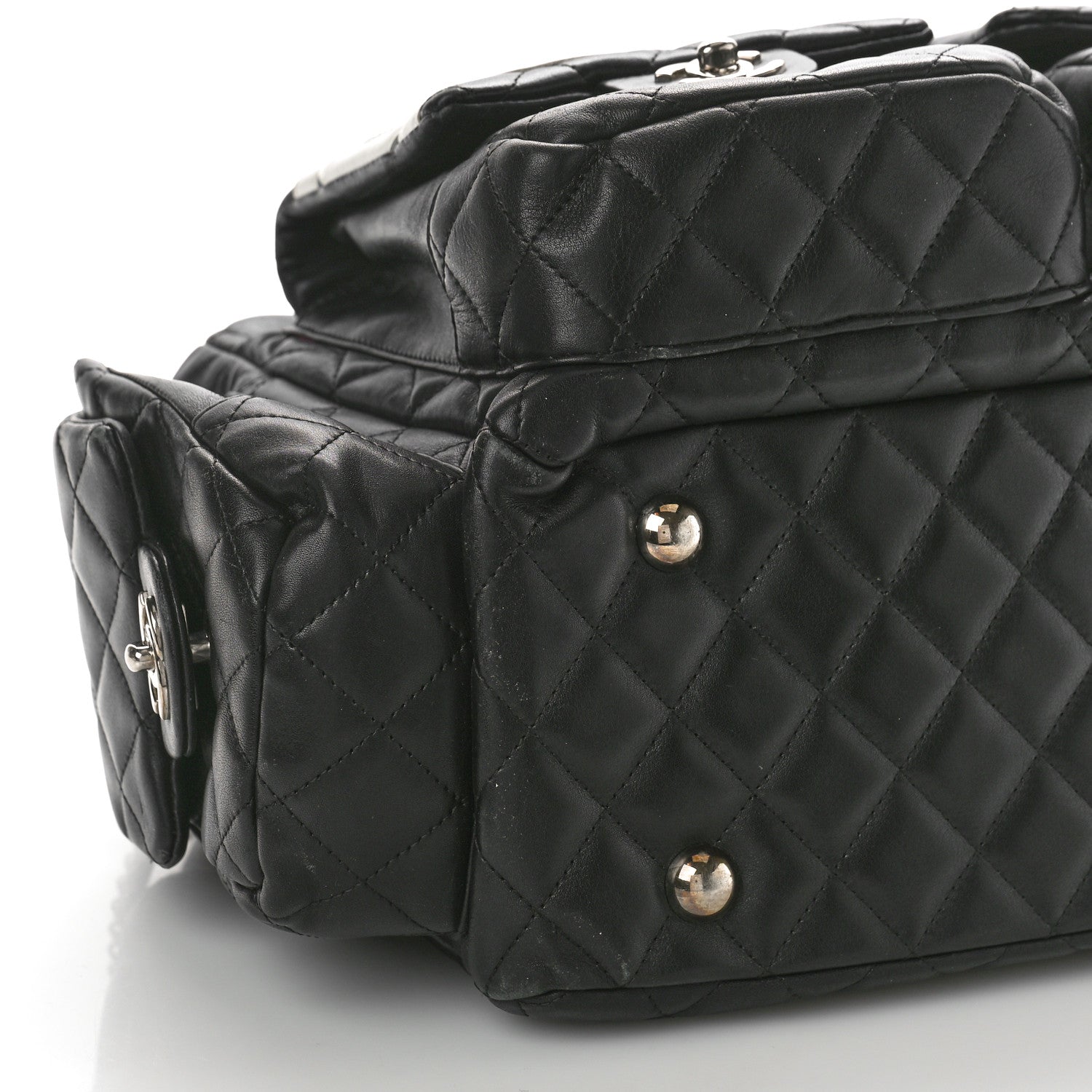 Chanel Calfskin Quilted Large Cambon Multipocket Reporter Black White 8 of 13