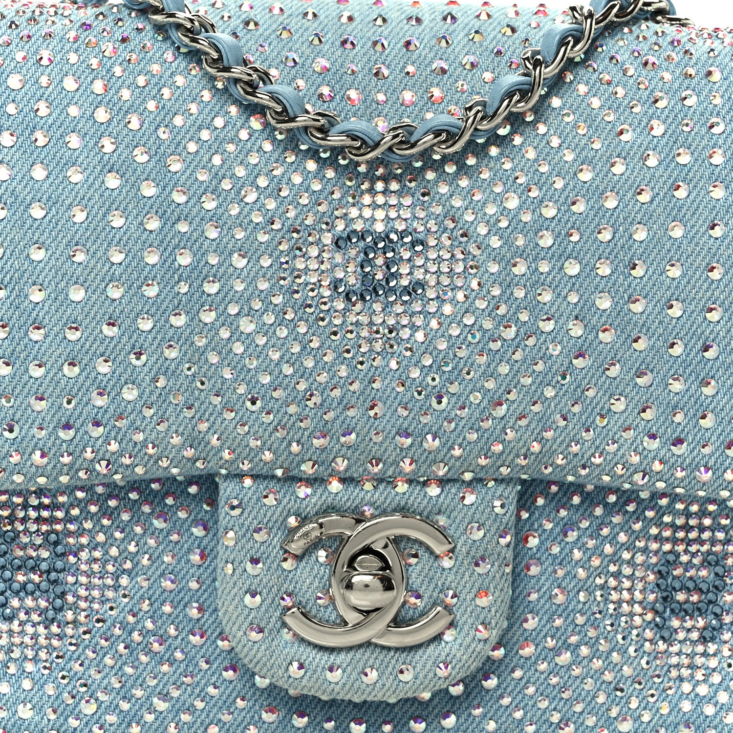 Chanel Denim Strass Evening Flap Bag Blue 9 of 11