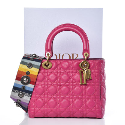 Christian Dior Goatskin Cannage Medium Lady Dior Fuchsia 9 of 10