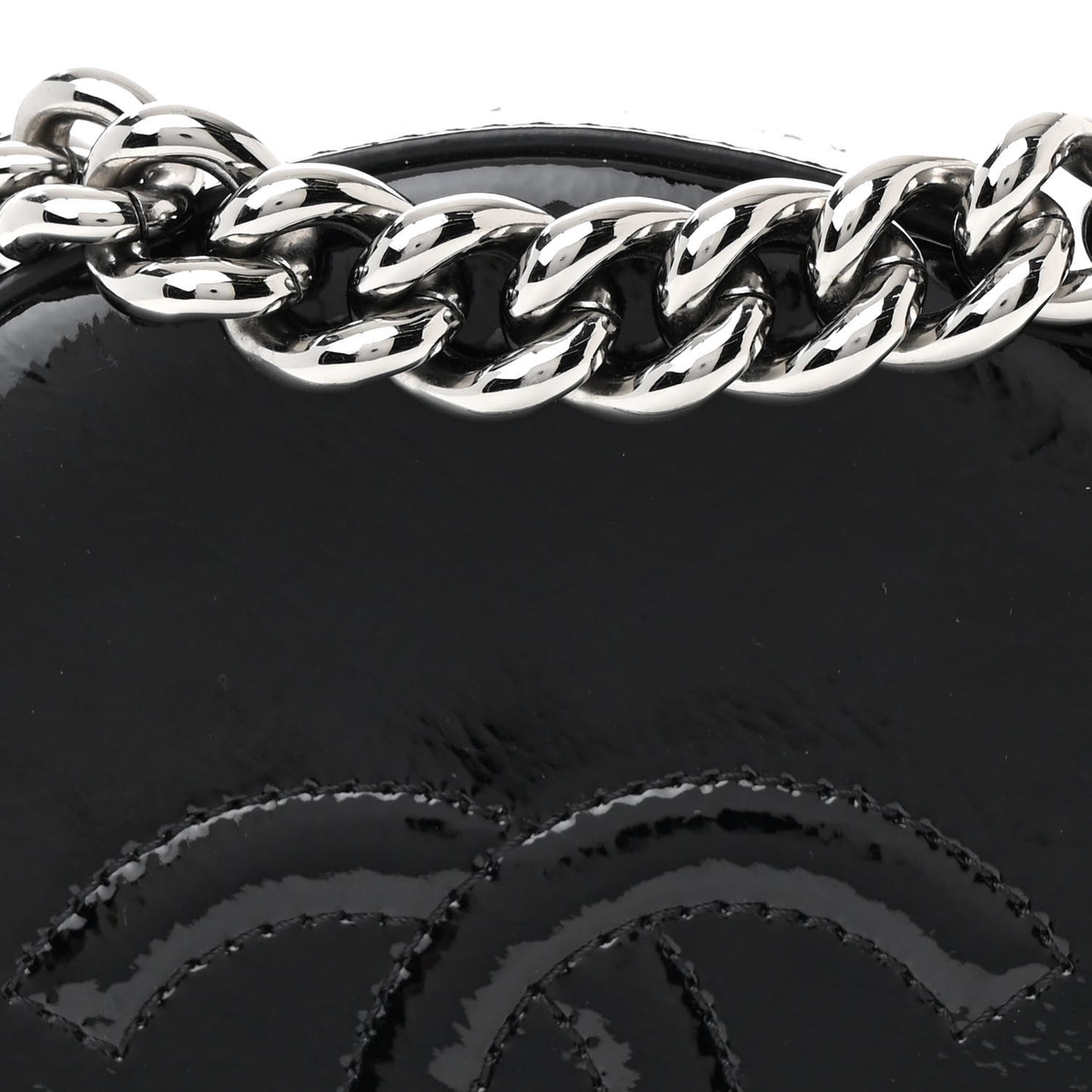 Patent Round As Earth Evening Bag Black