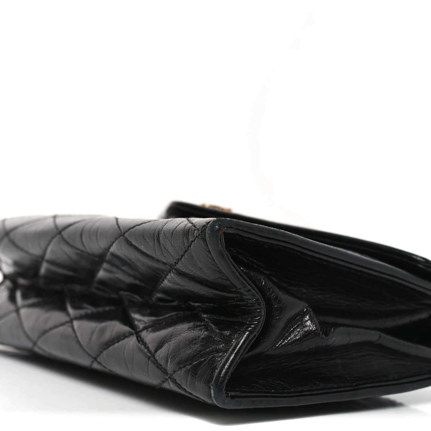 Lambskin Quilted Flap Pouch Black