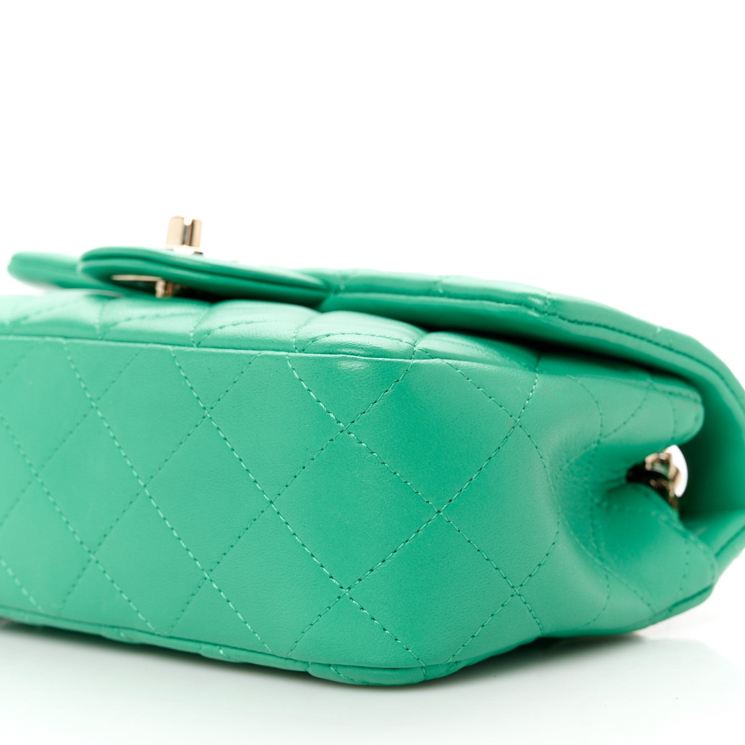 Chanel Lambskin Quilted Mini Rectangular Flap Dark Green 11 of 13