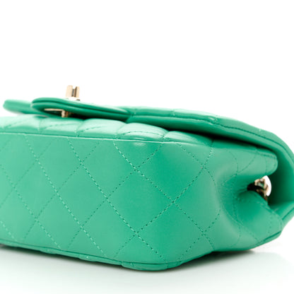 Chanel Lambskin Quilted Mini Rectangular Flap Dark Green 11 of 13