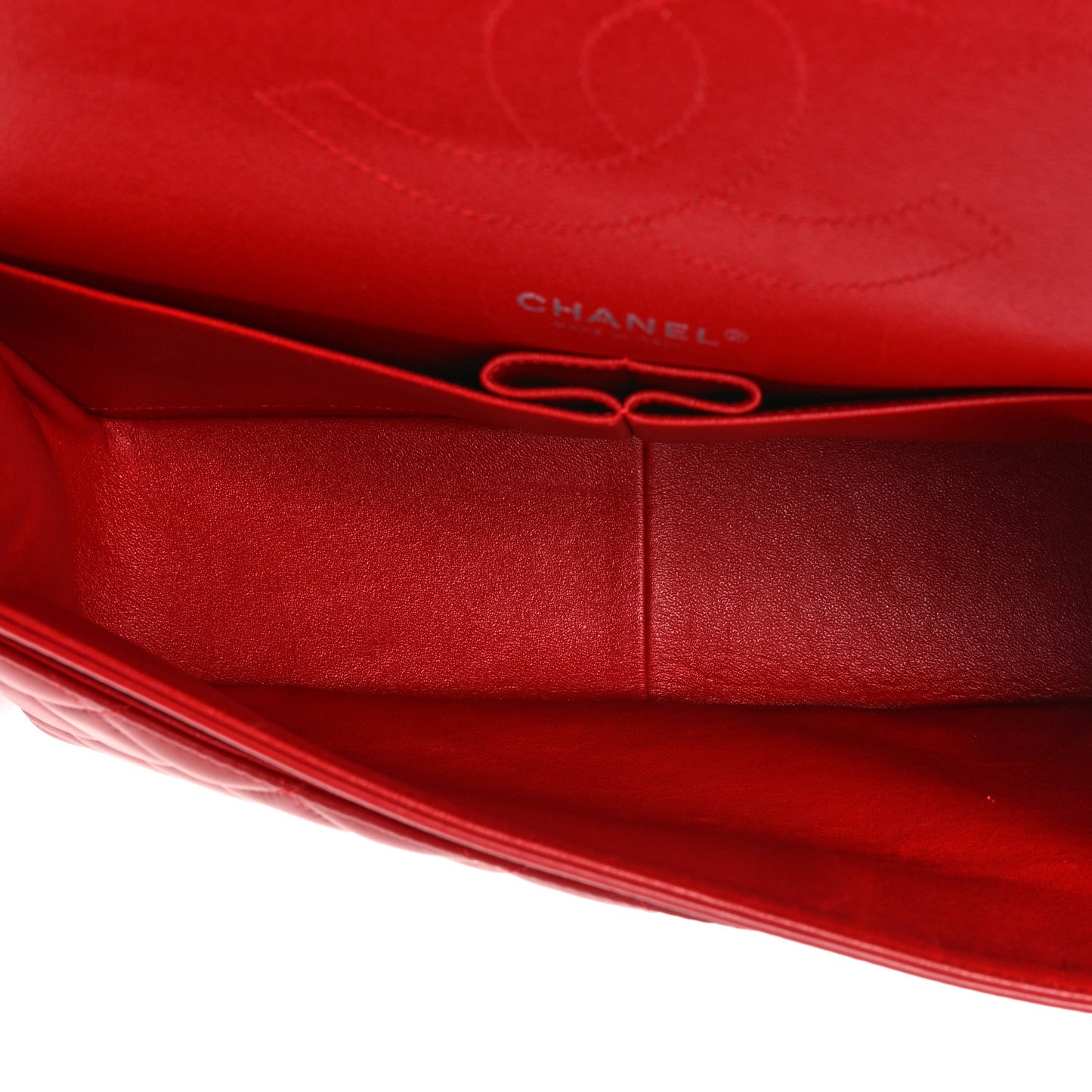 Lambskin Quilted Jumbo Double Flap Red