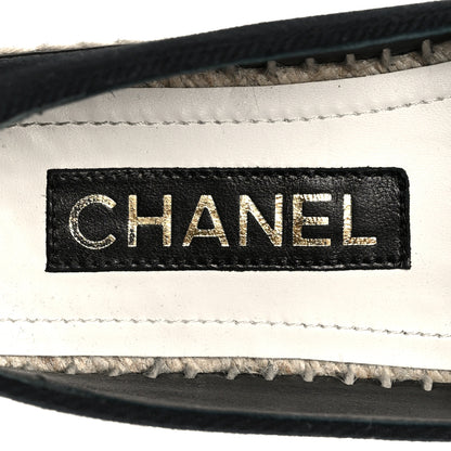 Chanel Cotton Embroidered Floral CC Espadrilles 37 Black 7 of 11