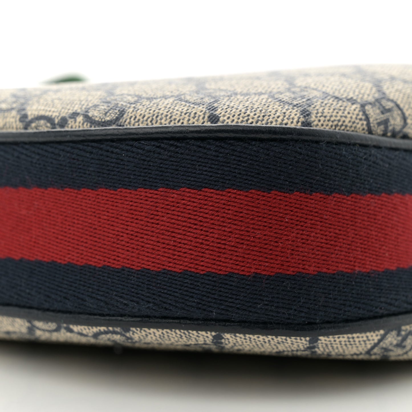 GG Supreme Monogram Textured Calfskin Web Large Attache Shoulder Bag Beige Blue