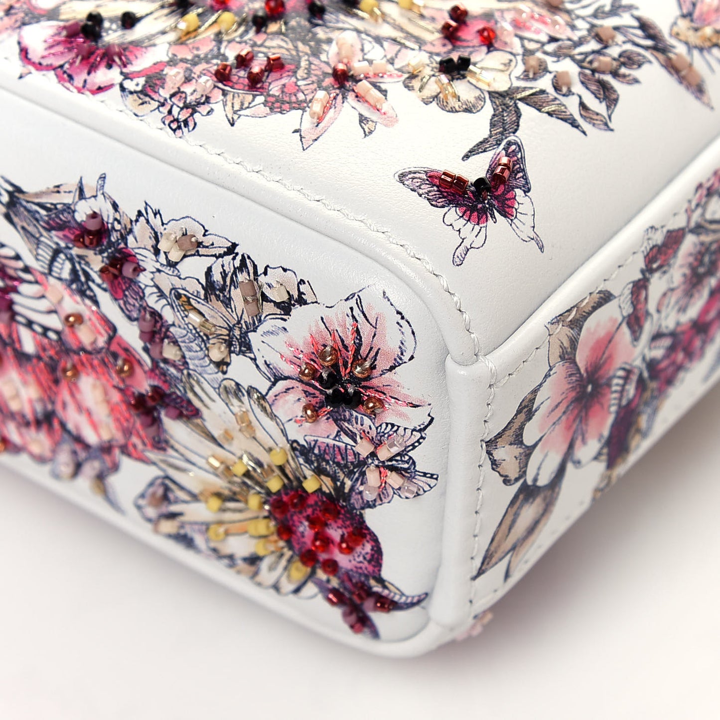 Calfskin Embroidered Butterfly Printed Lady D-Joy Multicolor