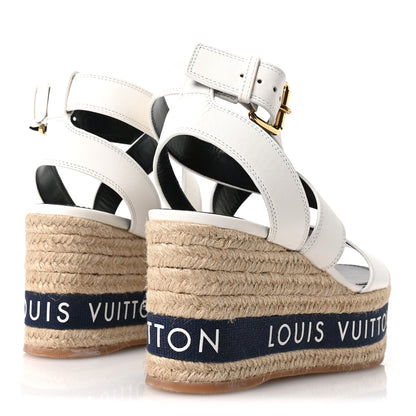 Louis Vuitton Calfskin Boundary Wedge Sandals 38 White 5 of 8