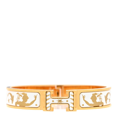 Hermes Enamel Printed D'Orphee Narrow Clic Clac H Bracelet PM Platine White 1 of 5