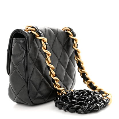 Chanel Lambskin Quilted Mini Lacquered Chain Flap Black 3 of 11