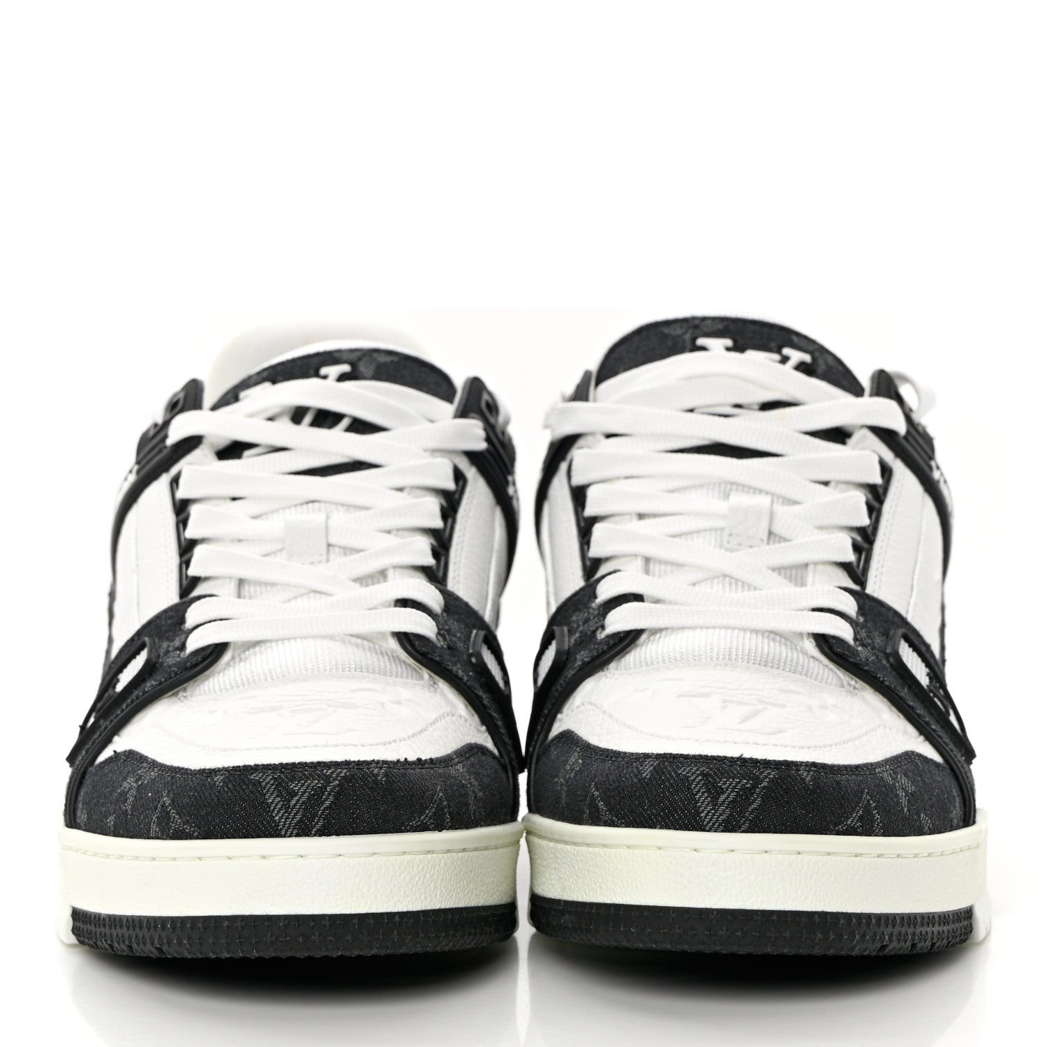 Louis Vuitton Calfskin Monogram Denim Mens LV Trainer Sneakers 8.5 Black 2 of 15