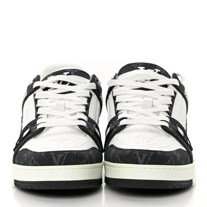 Louis Vuitton Calfskin Monogram Denim Mens LV Trainer Sneakers 8.5 Black 2 of 15