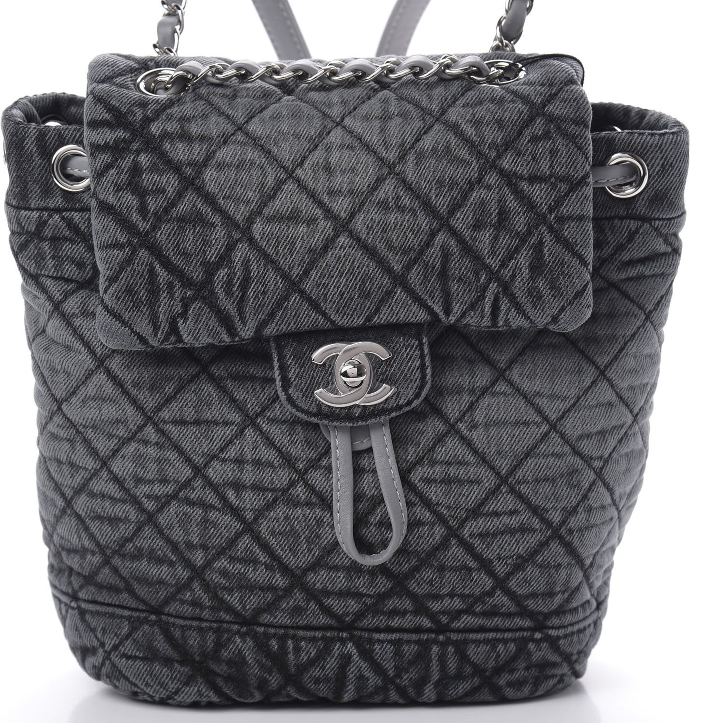 Washed Denim Quilted Denimpression Backpack Lilac Black