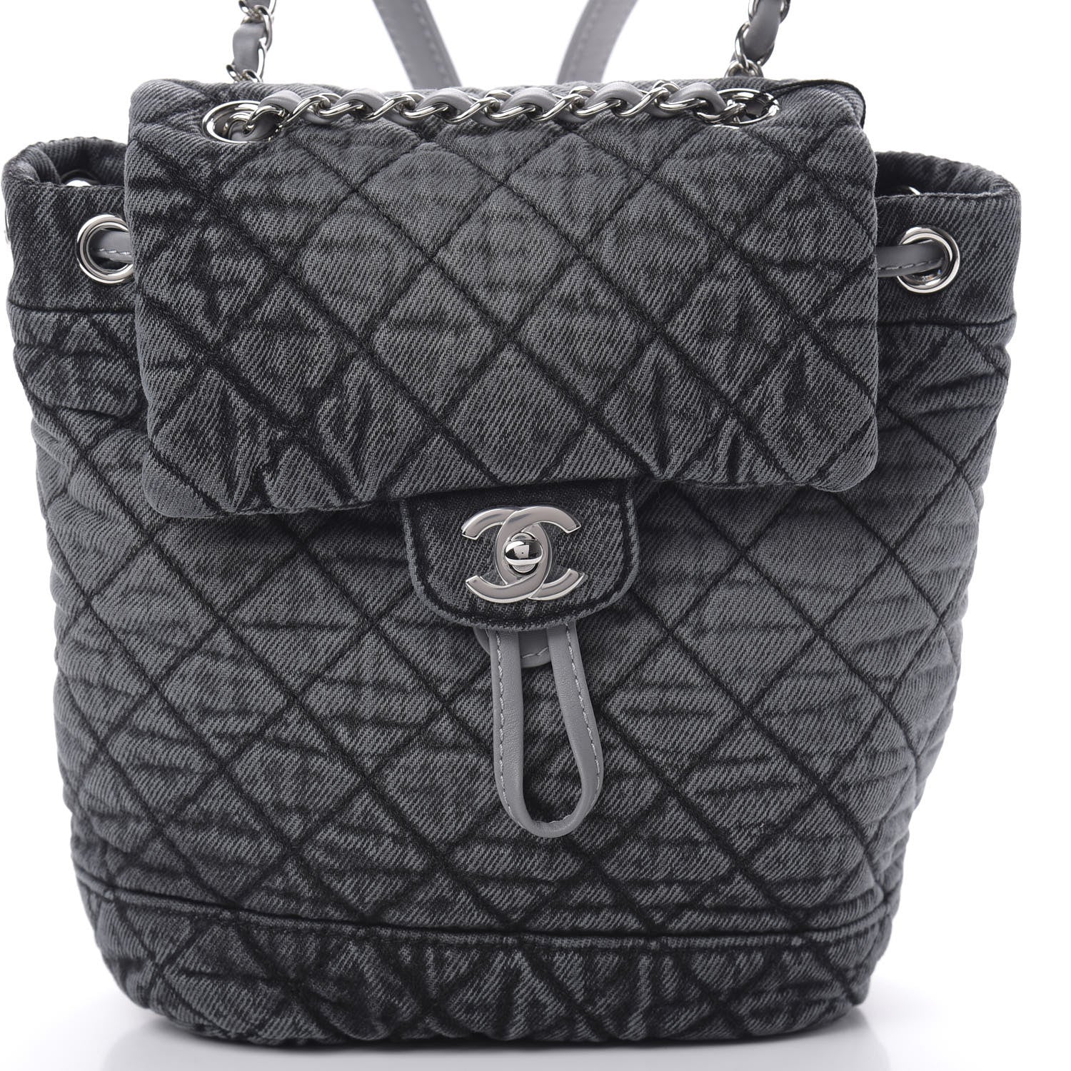 Chanel Washed Denim Quilted Denimpression Backpack Lilac Black 7 of 10
