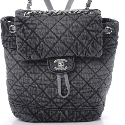 Chanel Washed Denim Quilted Denimpression Backpack Lilac Black 7 of 10