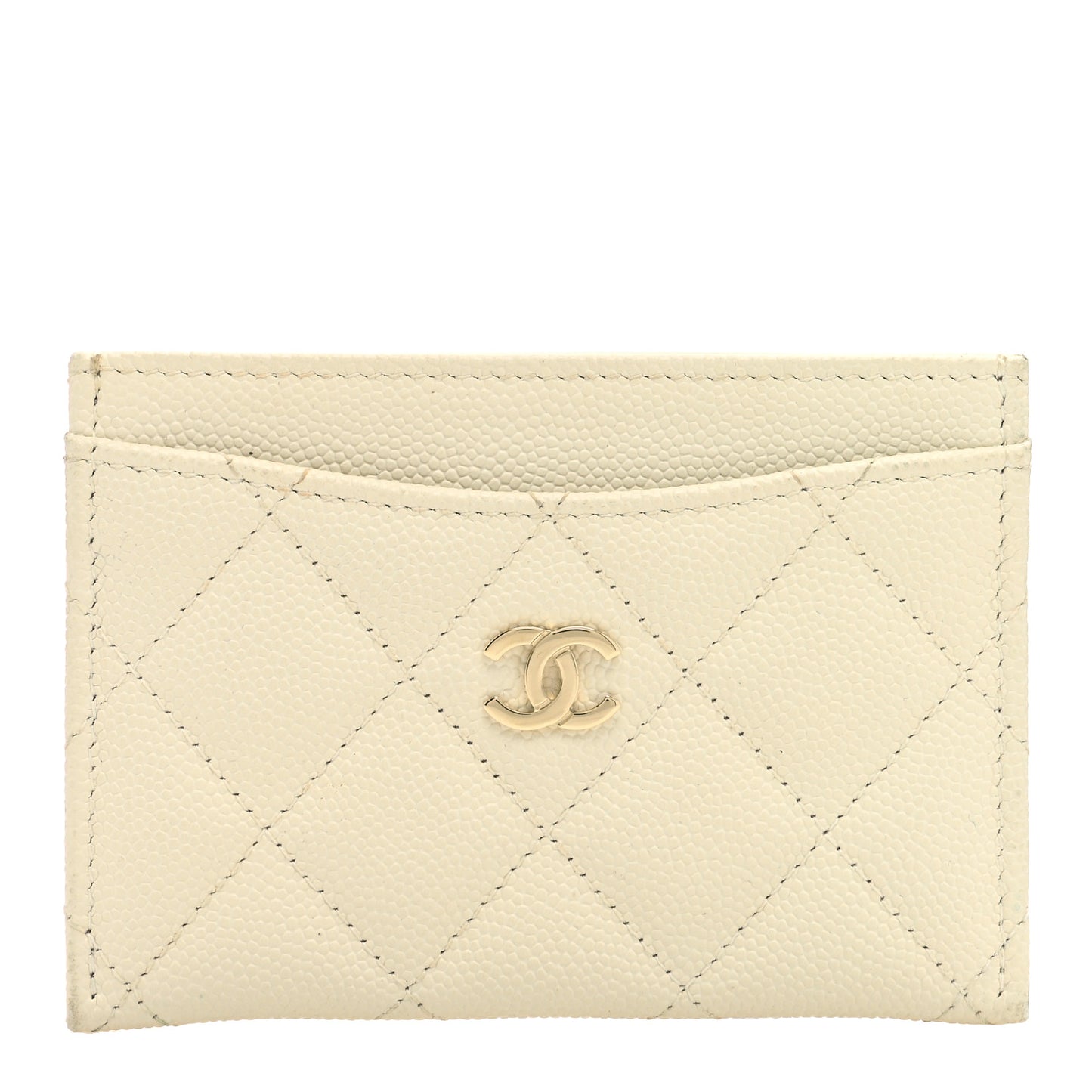Caviar Quilted Card Holder White