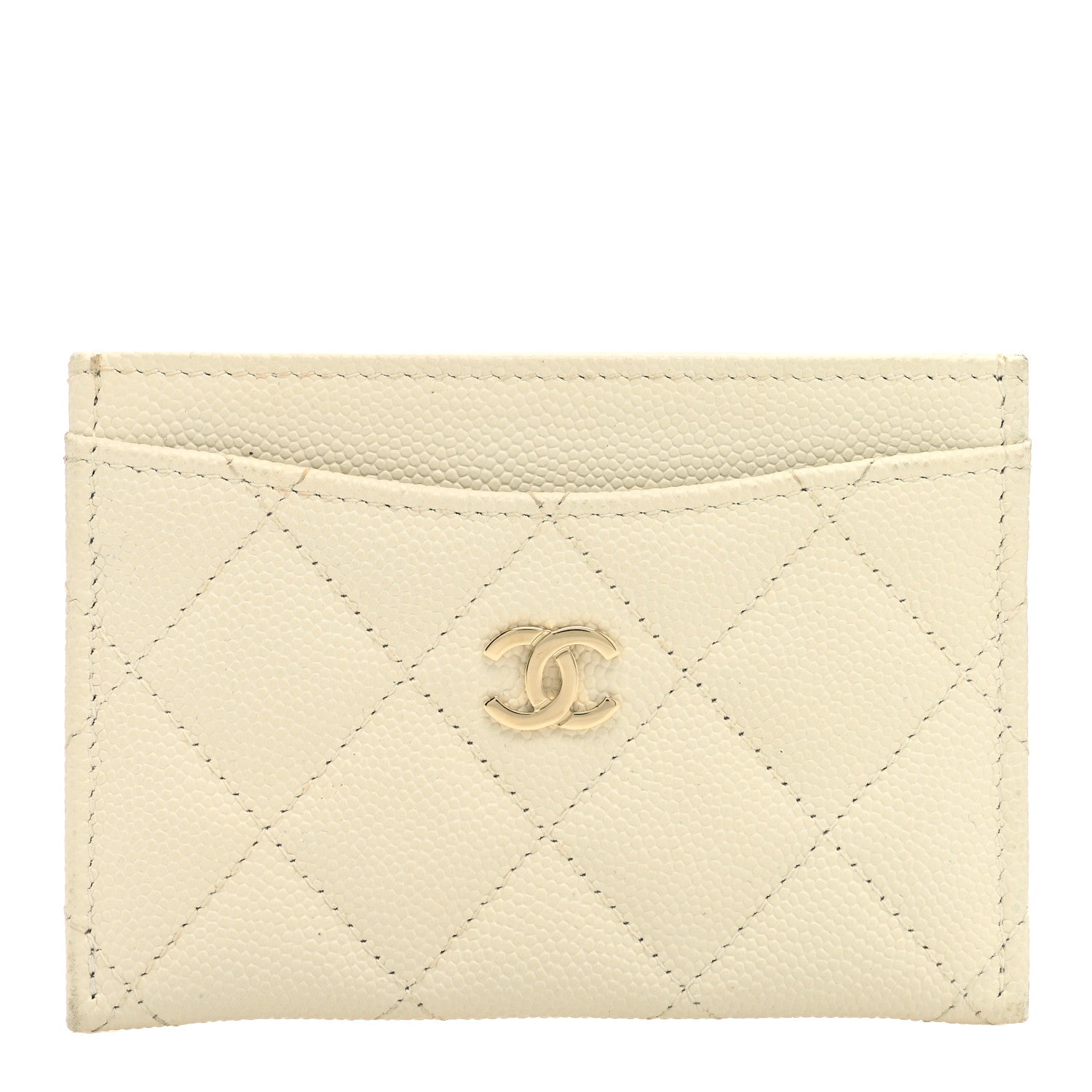 Chanel Caviar Quilted Card Holder White 1 of 8