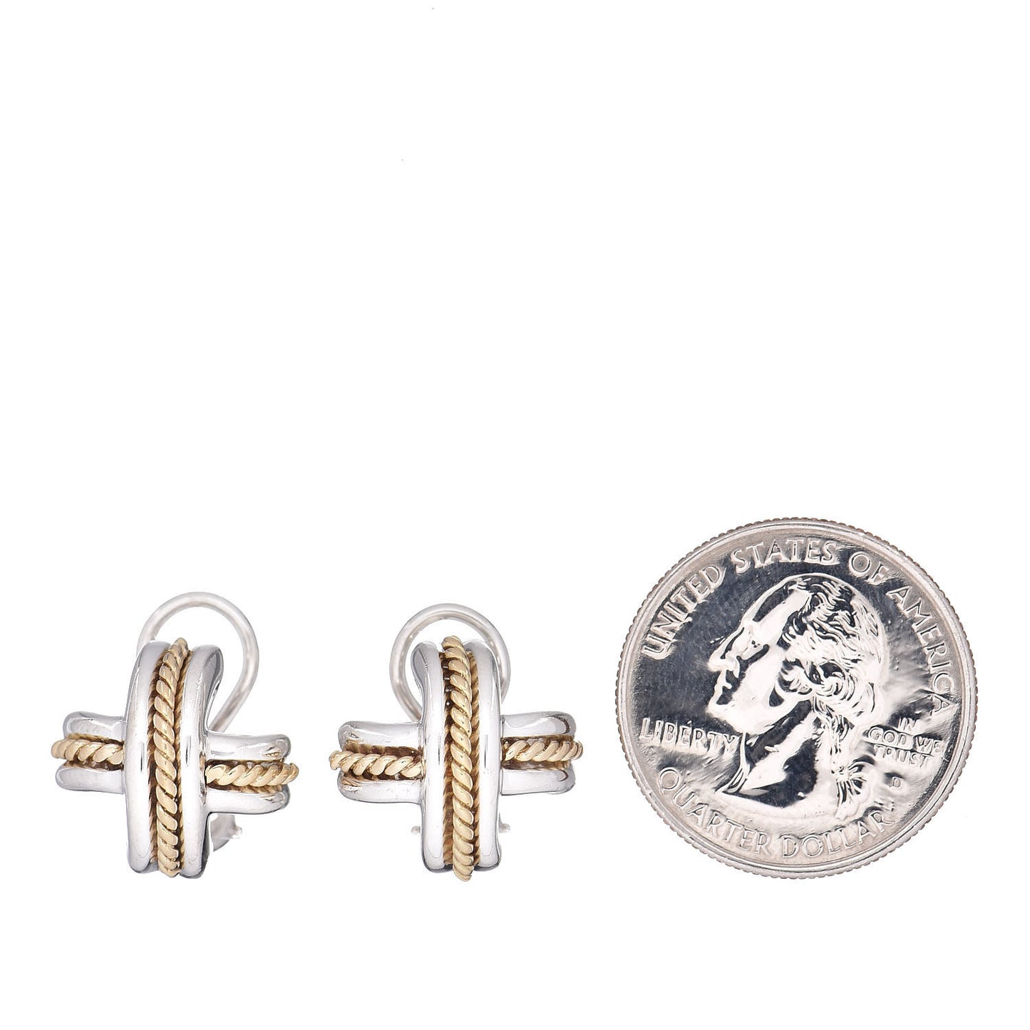 Sterling Silver 18K Yellow Gold Signature X Clip On Earrings