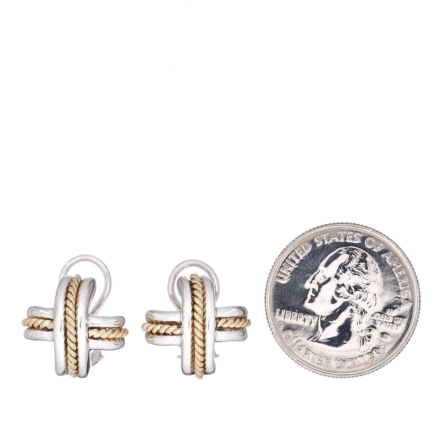 Tiffany Sterling Silver 18K Yellow Gold Signature X Clip On Earrings 2 of 4