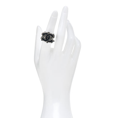 Chanel Enamel Crystal CC Ring 6 Dark Blue 2 of 5
