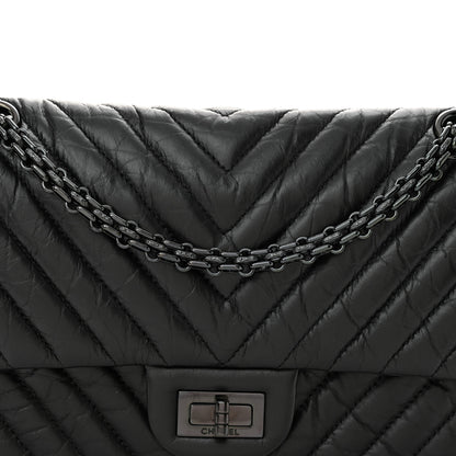 Chanel Aged Calfskin Chevron Quilted 2.55 Reissue 225 Flap So Black 8 of 11
