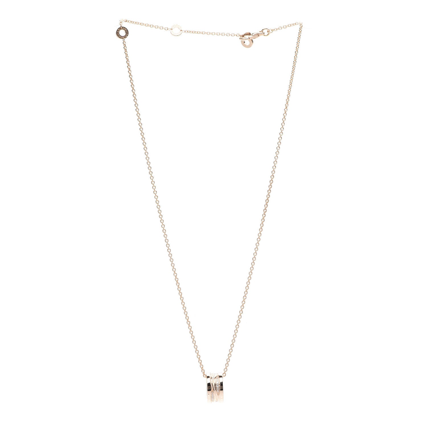 Bulgari 18K Rose Gold Diamond B.Zero1 Legend Pendant Necklace 2 of 8