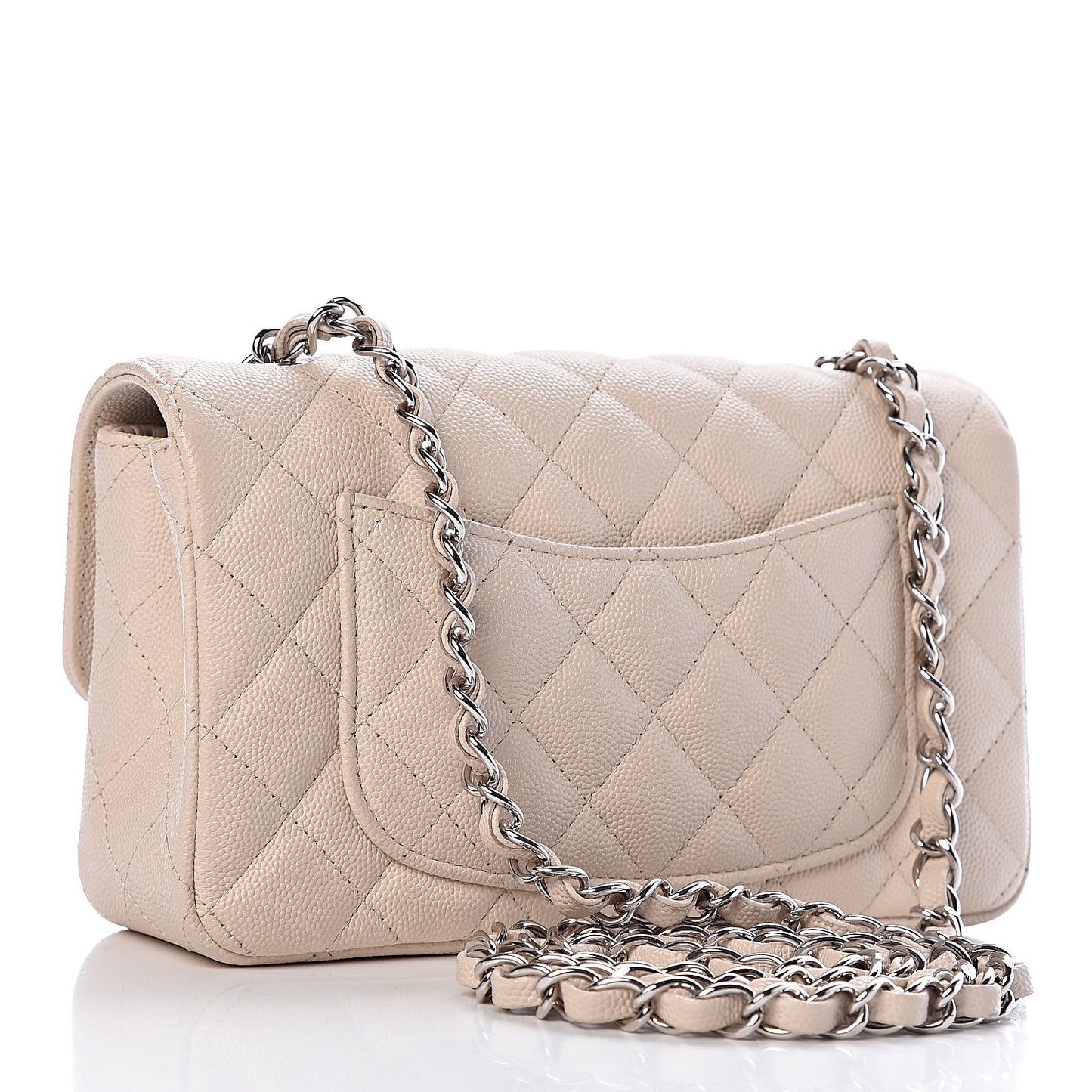 Caviar Quilted Mini Rectangular Flap Light Beige
