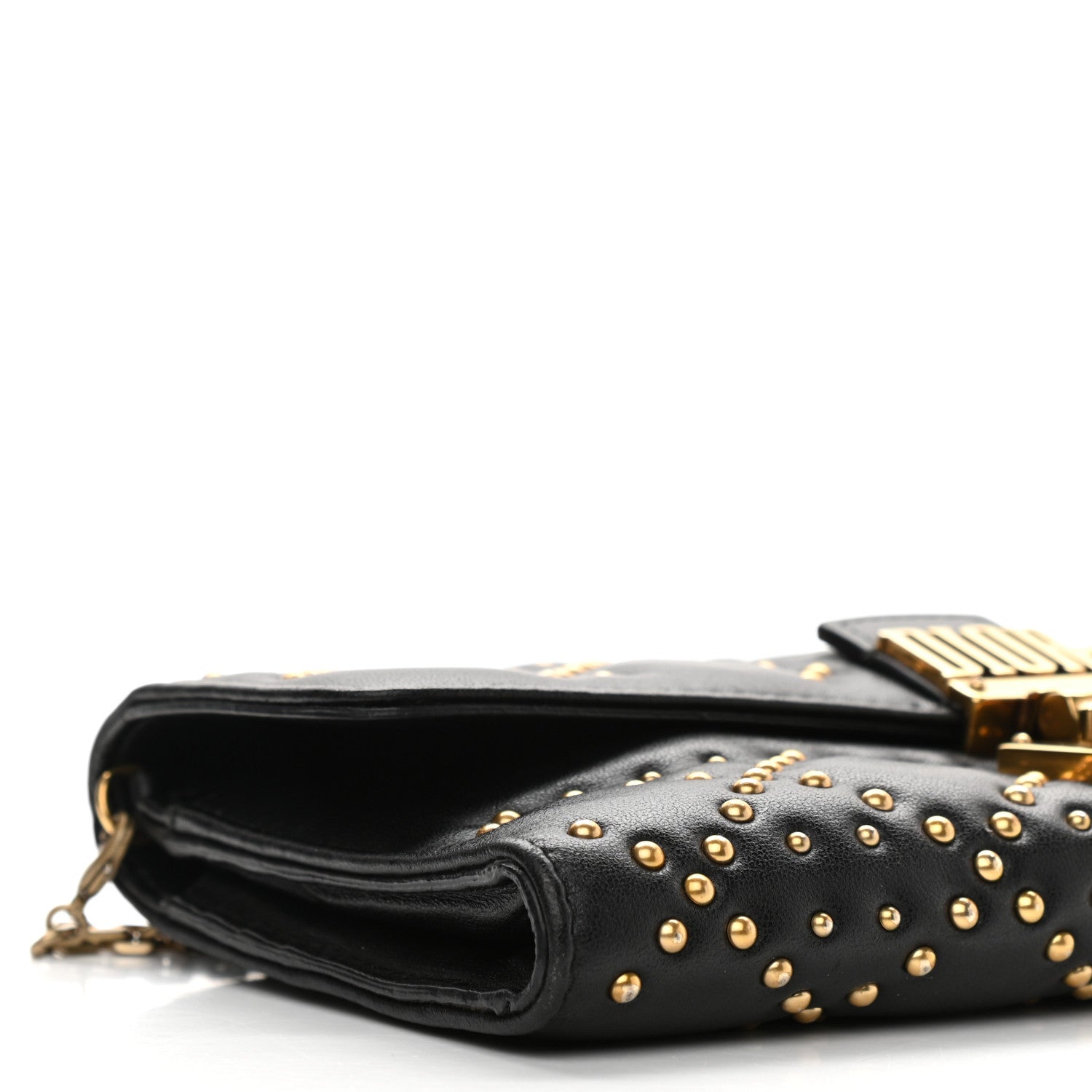 Christian Dior Lambskin Cannage Studded Dioraddict Wallet on Chain Black 9 of 11