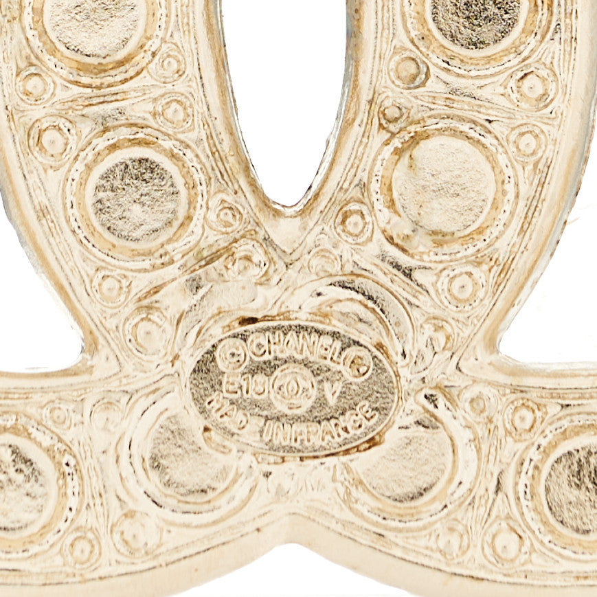 Chanel Metal Crystal Graduated Pearl CC Brooch Gold 4 of 4
