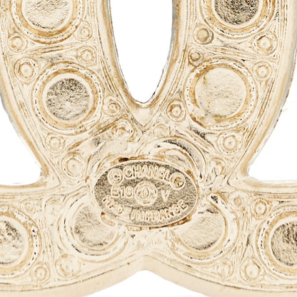 Chanel Metal Crystal Graduated Pearl CC Brooch Gold 4 of 4