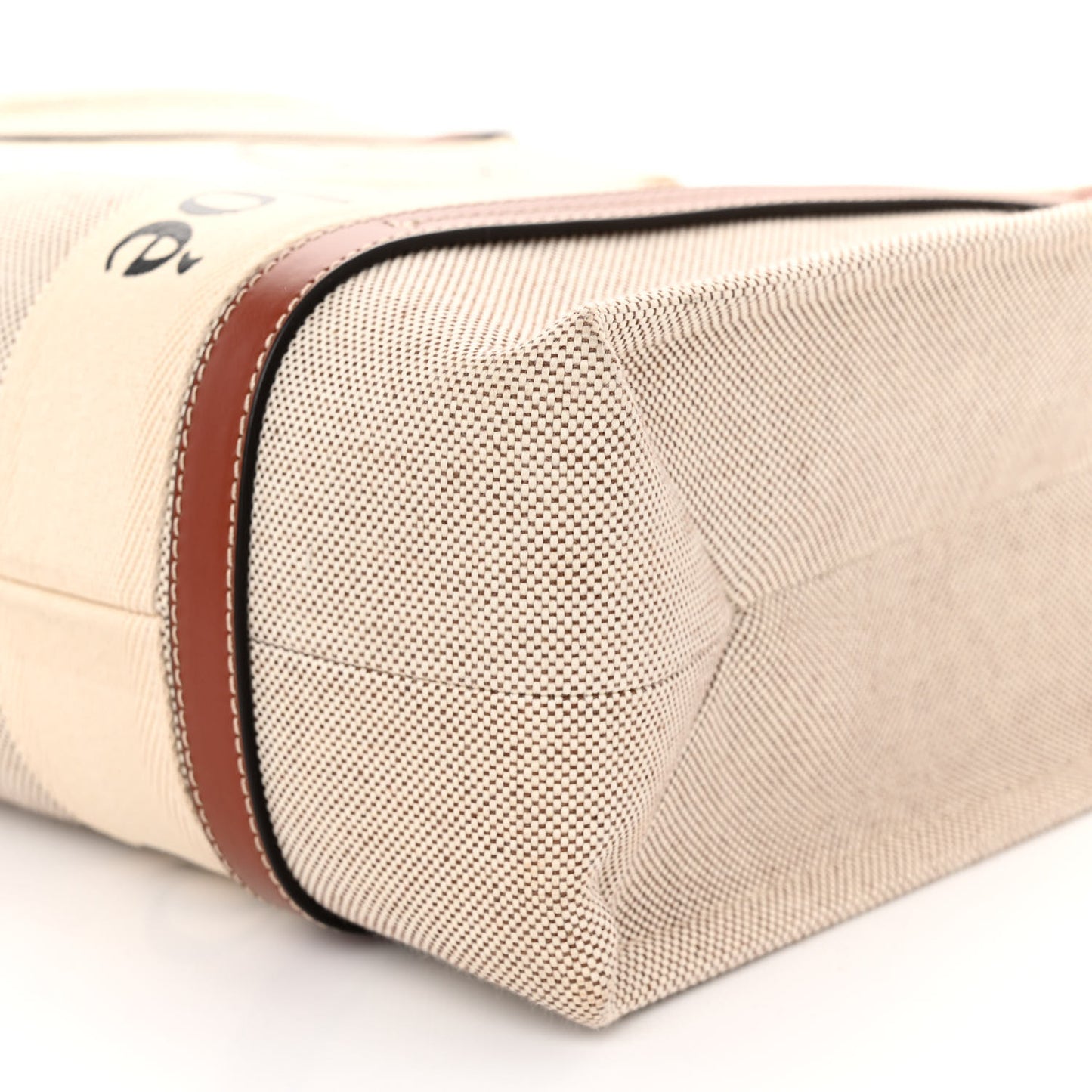 Cotton Calfskin Medium Woody Ribbon Tote White Brown