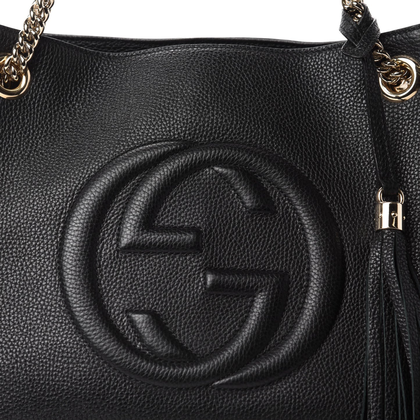 Pebbled Calfskin Medium Soho Chain Shoulder Bag Black