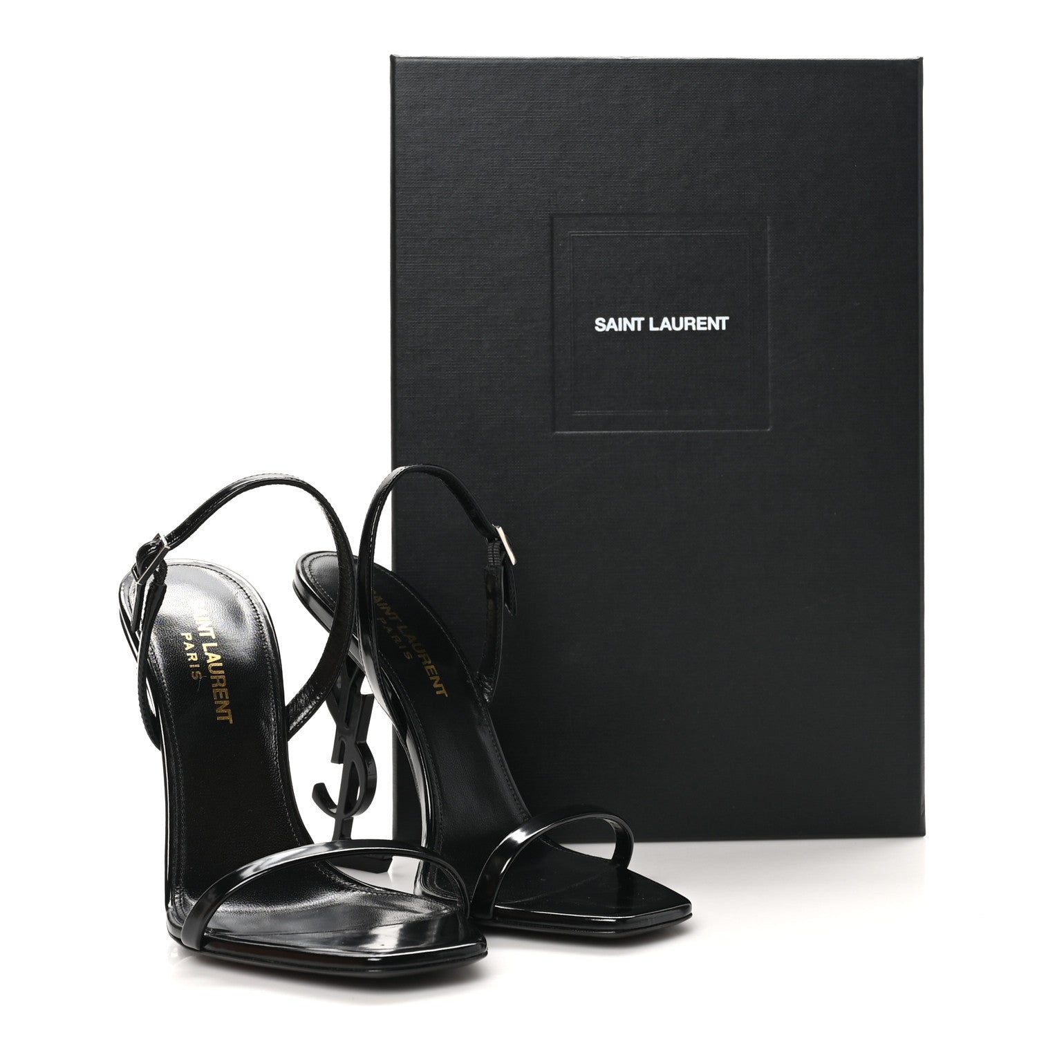Saint Laurent Patent Calfskin Opyum 110 Sandals 37 Black 9 of 9