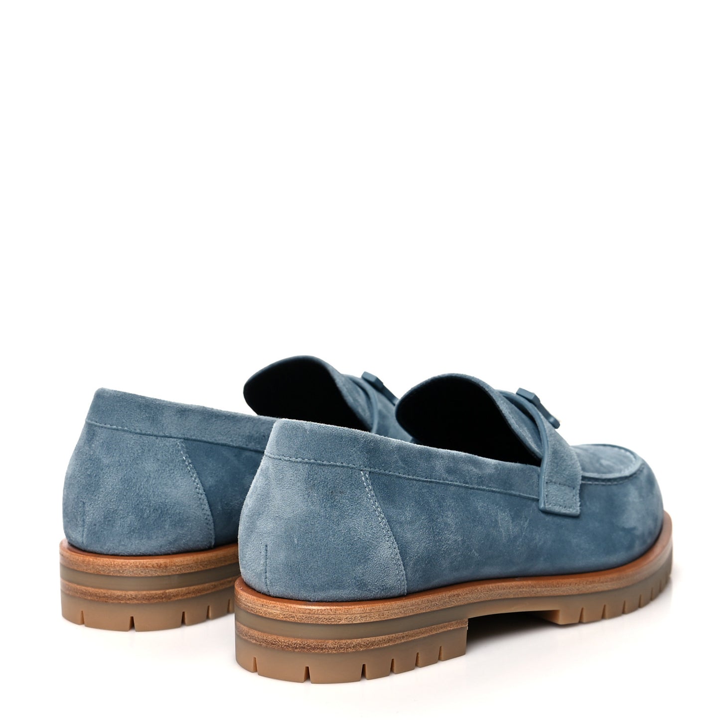 Suede Goatskin Womens Faubourg Loafers 35 Bleu Pinede